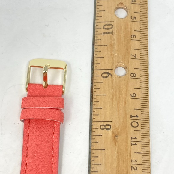 Accutime Owl Watch Women 35mm Silver Tone Coral Faux Leather Glitter New Battery - Picture 16 of 16